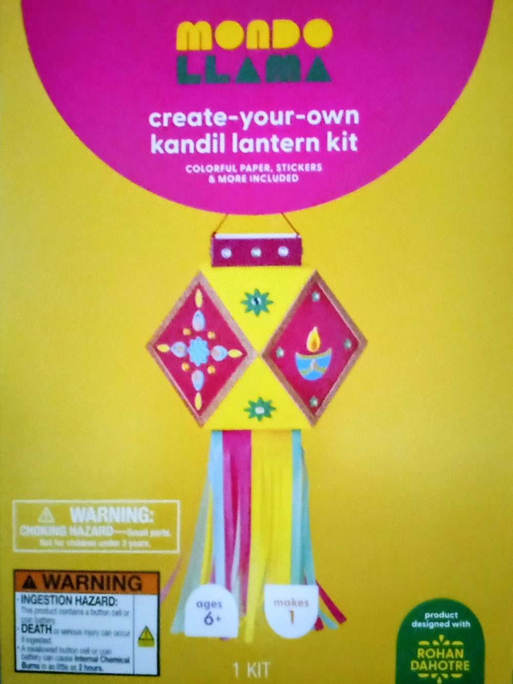 Mondo Llama Create-Your-Own Kandil Lantern Kit - Yellow & Pink